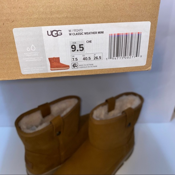 UGG Boots CLASSIC WEATHER MINI size 9.5 chestnut color - Picture 7 of 10